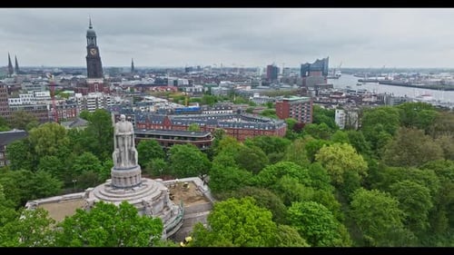 Vue aérienne du monument Bismarck, Hambourg, Allemagne