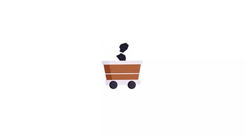 Flat Design Mine Cart Loading and Transporting Coal Animation