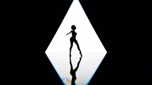 Elegant Dancing Woman Silhouette in Minimalist Diamond Spotlight