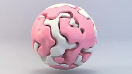 Abstract Pink and White Fluid Sphere Morphing Animation