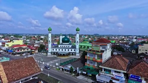 Pangkal Pinang, 06 March 2016, Aerial view of the mosque in the city
