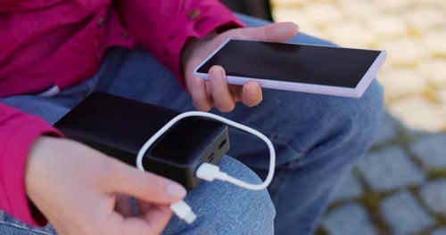 Charging Mobile Device with Portable Power Bank