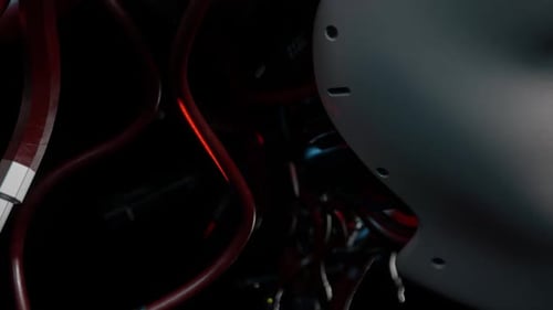 Futuristic Robot Head with Glowing Wires Technology Animation