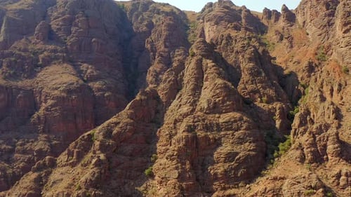 Sandy canyon aerial view. Sandstone Mountain. Stunning drone view of majestic mountains