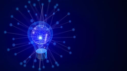 Digital Idea Lightbulb with Network Connections Animation