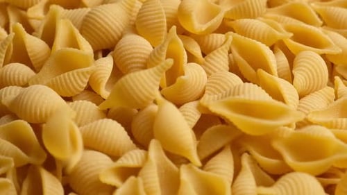 Heap of Raw Conchiglie Pasta Close Up