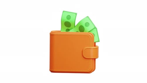 3D Animation Wallet With Money