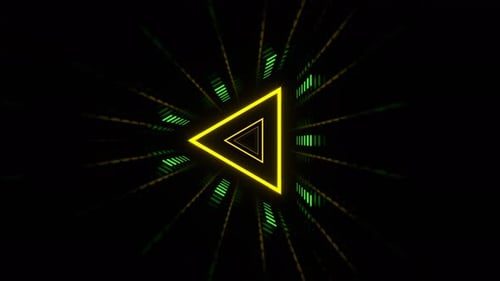 Green And Yellow Strobe Light In Triangular Futuristic Tunnel Background Vj Loop In 4K
