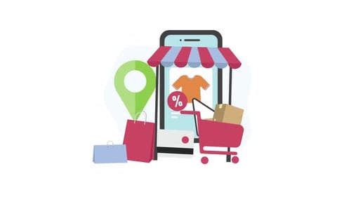 Mobile E-commerce Online Shopping App Transaction Animation