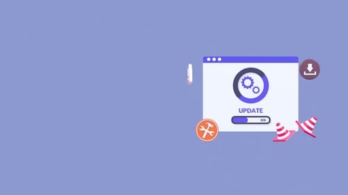 Animated System Update With Progress Bar And Copy Space For Text.