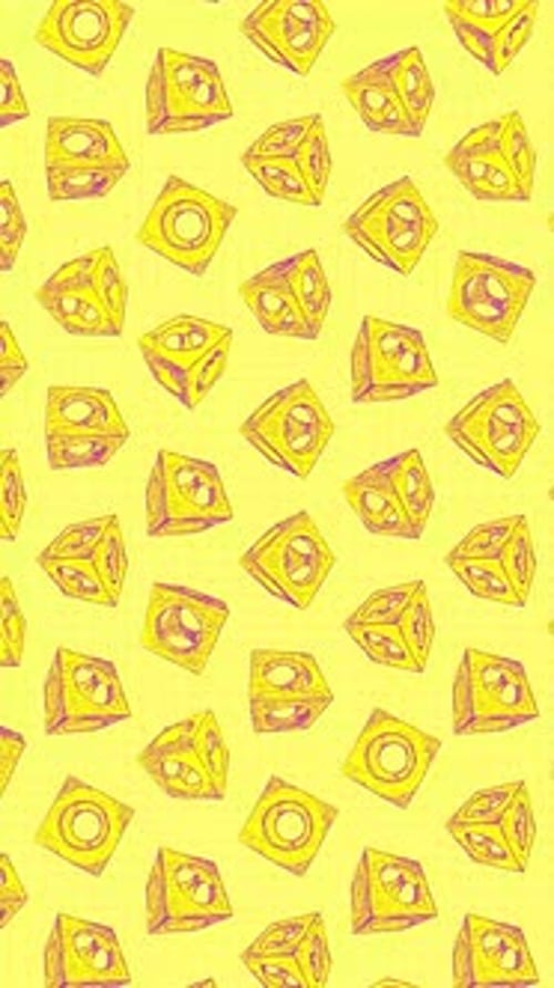 Hand Drawn Spinning Cubes With Holes Portrait
