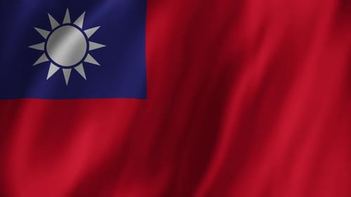 Taiwan Flag Waving Realistic Seamless Loop Animation