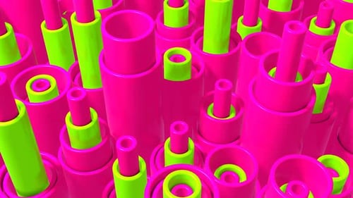Deep Pink And Light Green Moving Abstract Cylinders Background Vj Loop I 4K