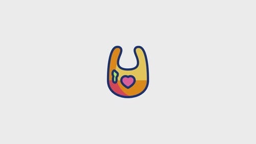Animated Flat Design Baby Bib Icon with Heartbeat