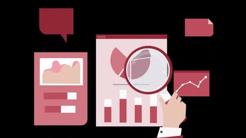 Animated Flat Design Business Data Analysis with Charts