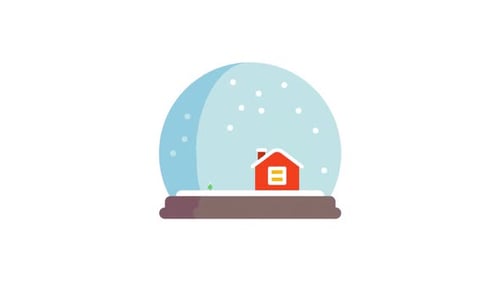Animated Flat Design Christmas Snow Globe with Falling Snow