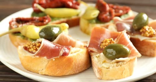 Delicious Appetizers on a Plate Close Up