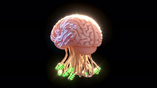 AI Cyber Brain Smart Technology Wire Able to Loop Endless