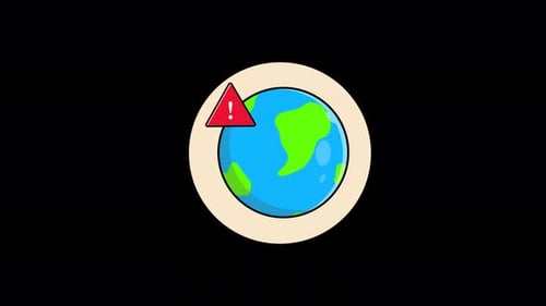 Animated Flat Earth Globe Network Error Warning Icon