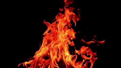 Burning Flames Against a Black Background