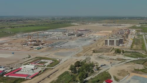 Industrial Construction Site with Construction Equipment