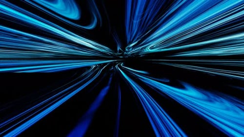 Blue Cyan Futuristic Particle Beam Stream on Black Background
