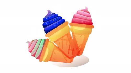 Animated Ice Cream Cones With Sprinkles Motion Loop