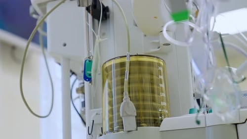 Medical equipment in the intensive care unit. Machine pumping air to the lungs of a patient
