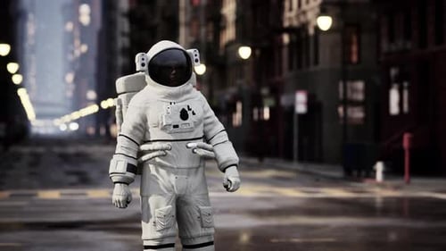 Lonely Astronaut in Deserted City