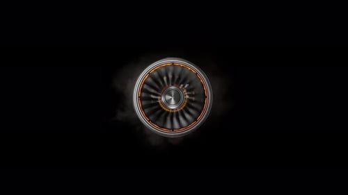 3D Model Detailed Of Generated Engineering Turbine. Aircraft Engine Animation