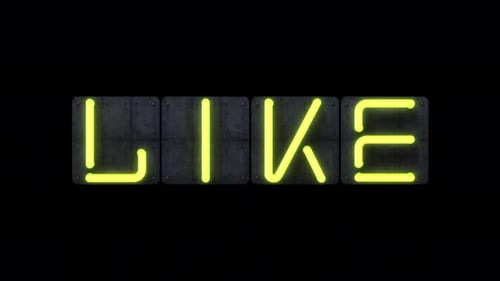 Glowing Neon 'LIKE' Text Reveal on Industrial Panels