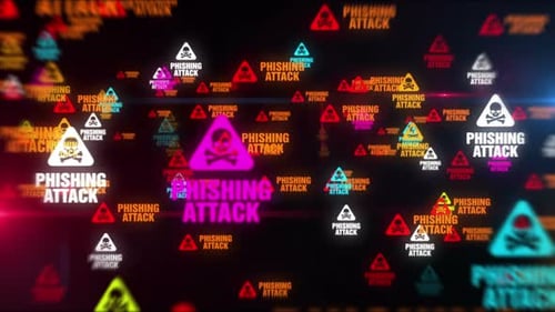 Phishing attack symbol tunnel effect fly between