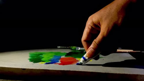 Adding Blue Watercolor to Palette with Art Supplies