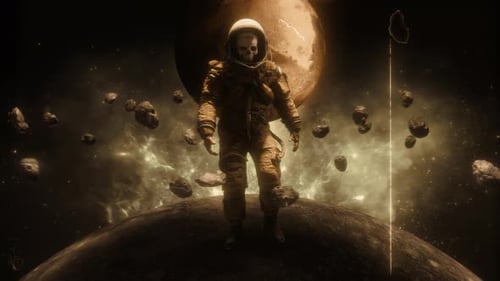 Skull Astronaut Space Walker Old Film