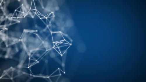 Dynamic network animation on blue background for tech innovation