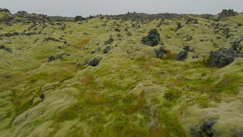 Aerial view of a volcanic landscape, Iceland.