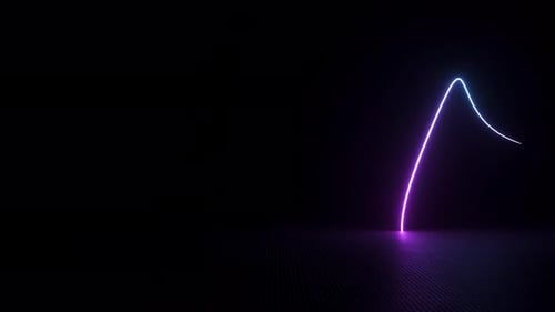 3d Abstract Neon Background Glowing Line Pink Blue Moving