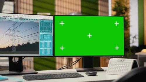 Computer mit isoliertem Bildschirm, der für die Entwicklung intelligenter Stromnetze verwendet wird