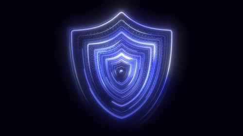 Neon Blue Digital Security Shield Animated Loop