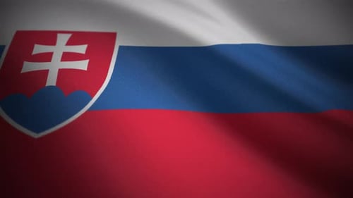 Slovakia National Flag Waving with Realistic Fabric Texture