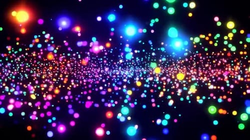 Boucle d'animation de fond de particules bokeh lumineuses colorées