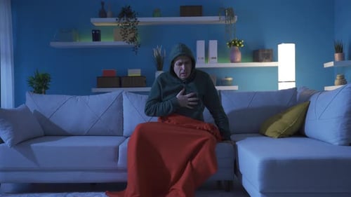 Man having nightmares in his sleep.