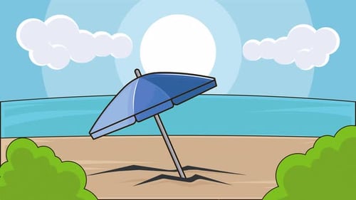 Beach Umbrella landscaped cartoon animation backgrounds video
