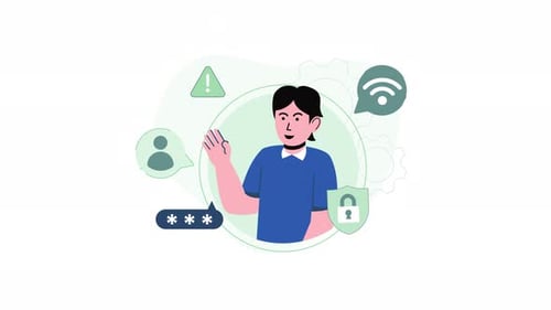 Animationsvektor zur Internetsicherheit von Personen. Geeignet für Technologieartikel und Cybersicherheit.