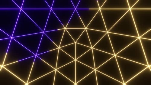 Purple And Yellow Neon Wireframe Shape Movement Background Vj Loop in 4K