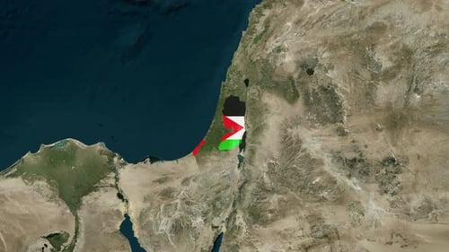 Animated Palestine Flag Reveal on Global Satellite Map