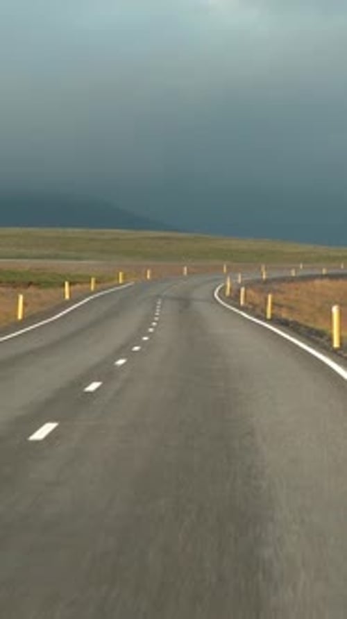 Car Driving on the Road to Iceland