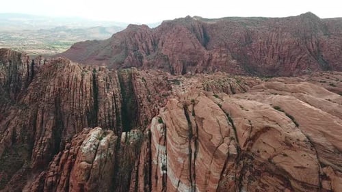 Amazing Sandstone Hills Landscape Pattern, Drone Aerial View of Snow Canyon State Park and Hiking Tr