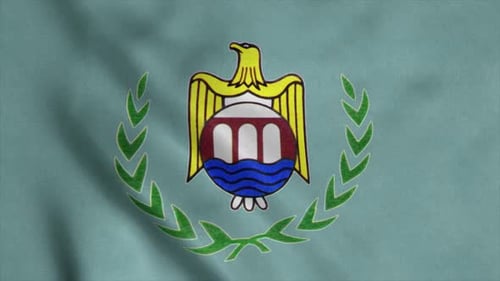 Waving Flag with Decorative Emblem of Eagle and Wreath