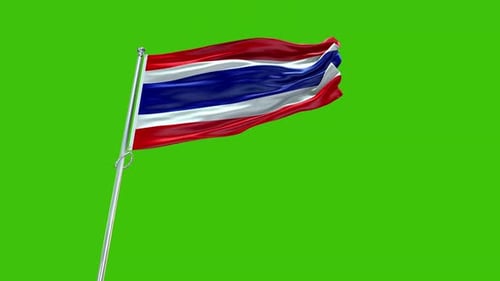 Realistic Waving Thailand Flag on Green Screen